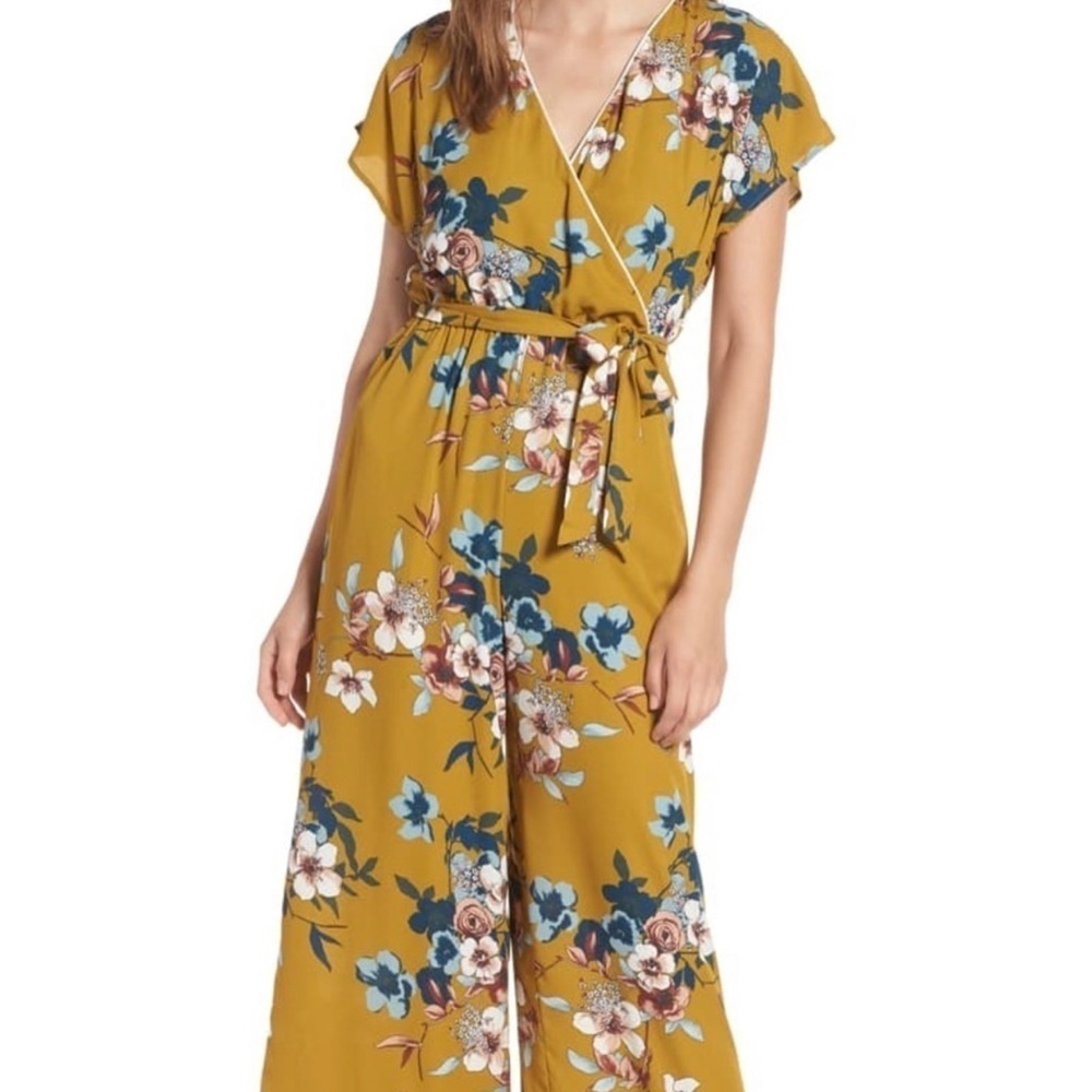 Leith Floral Cropped Jumpsuit Yellowmineral floral size: S
